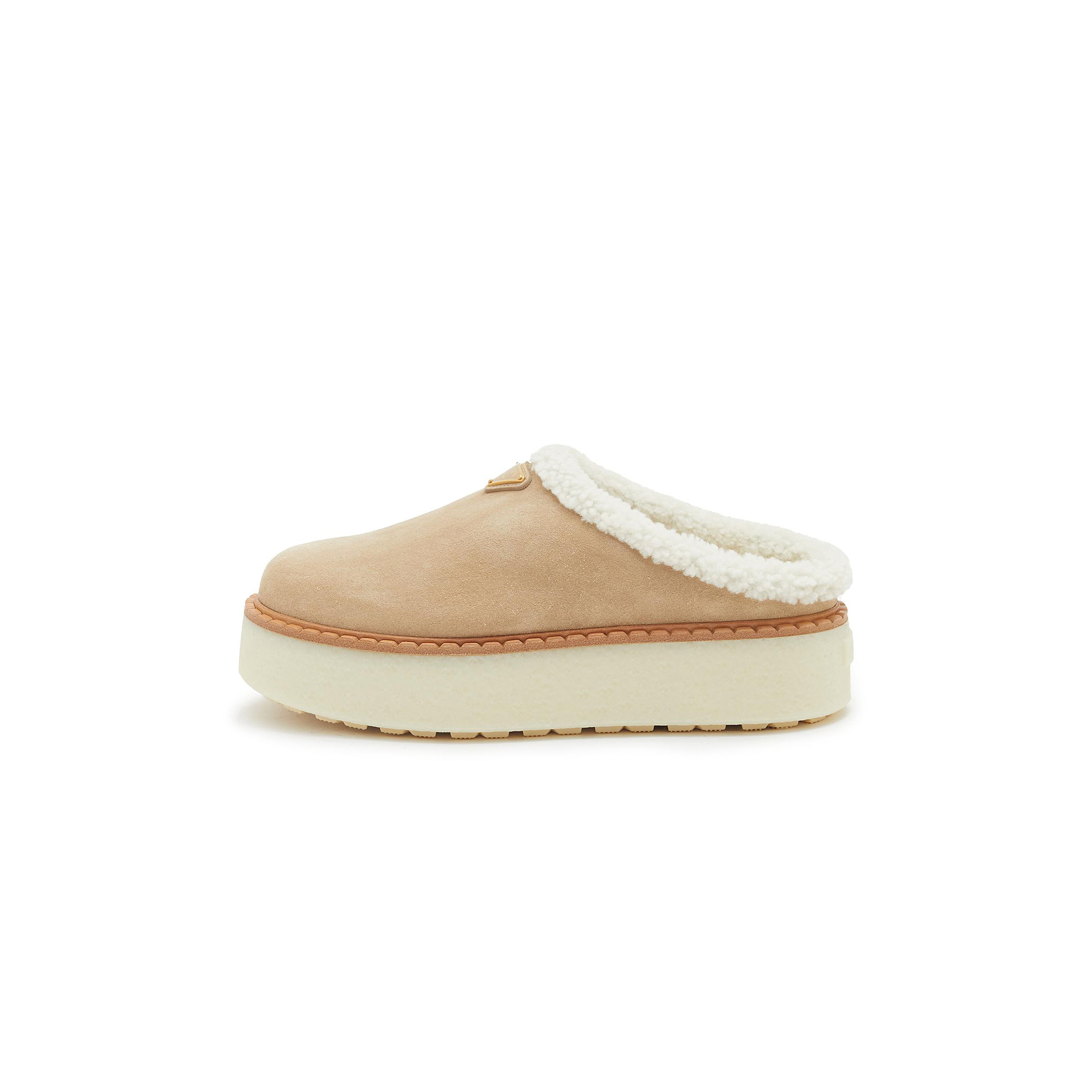 PRADA SUEDE SHEARLING SLIPPERS 1S715N